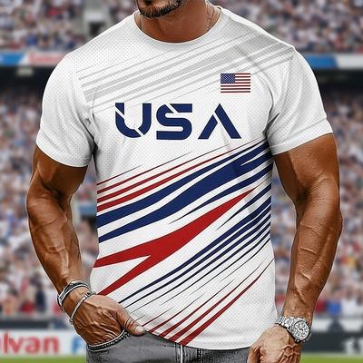 2026 Футбольный Кубок Мужская Футболка США С Коротким Рукавом Футболка 3D Печать Круглый Вырез Рубашка Модная Брутальный Стиль Athleisure Повседневная