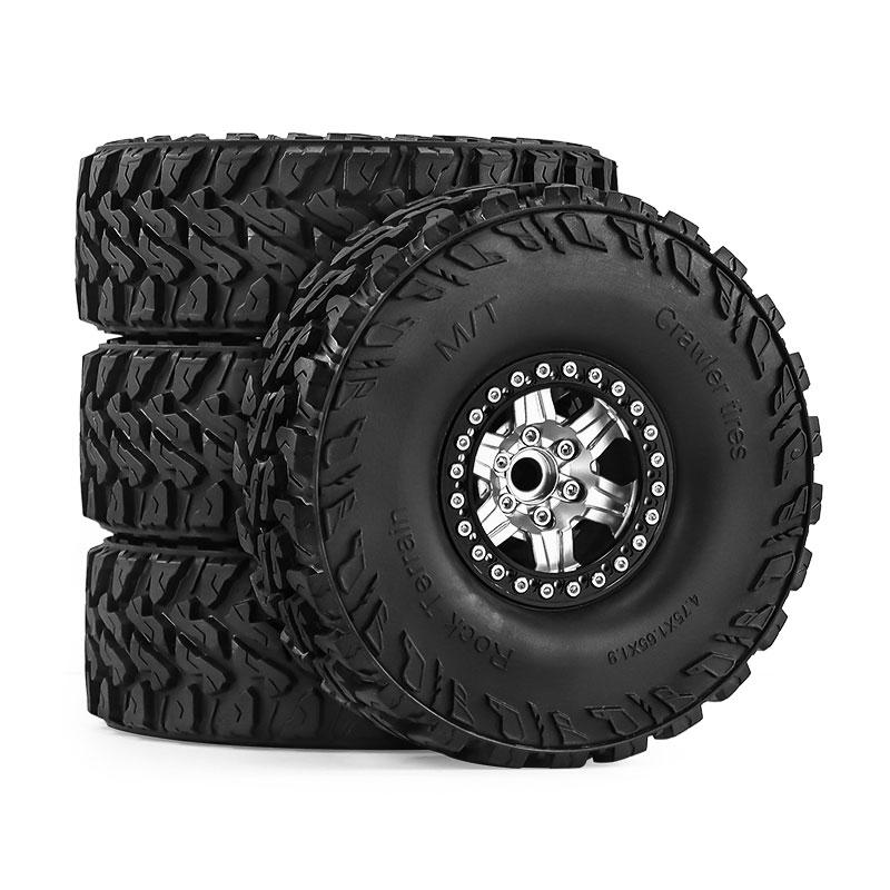 1.9 Inch Beadlock Wheels and Tires 12mm Hex for TRX4 SCX10 Capra Enduro TRX6 D90 Gen8 AXI03007 RC Crawler