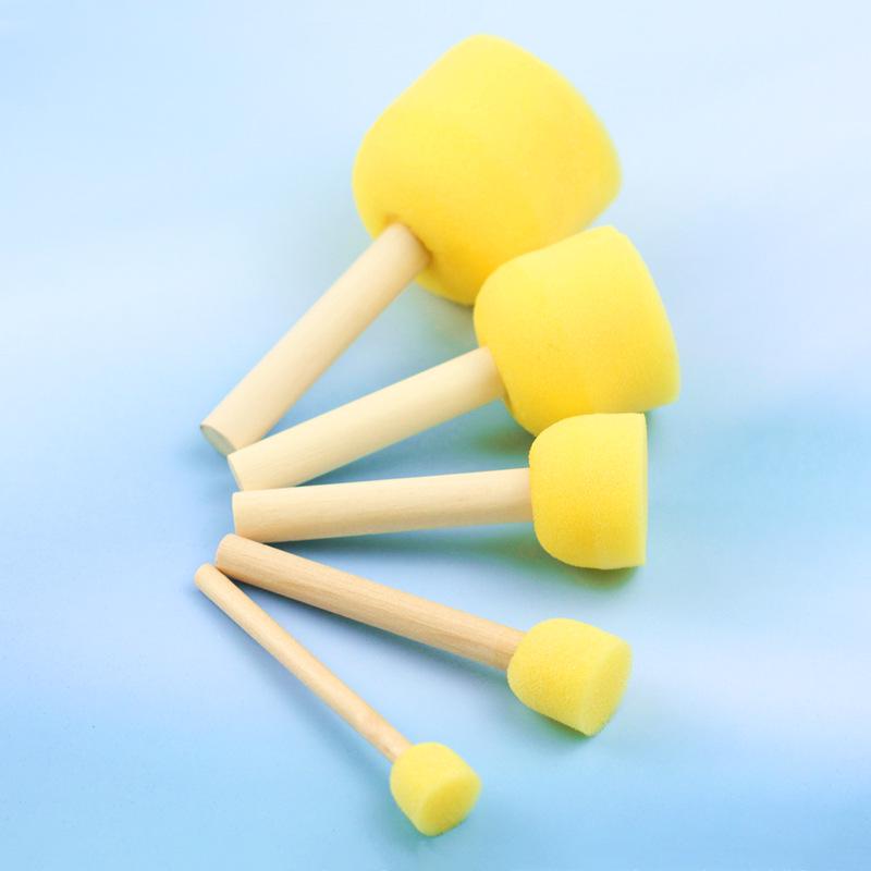 Children's Round Sponge Paint Brush Set for DIY and Early Education