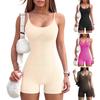 Женский комбинезон без рукавов с открытой спиной на тонких бретельках, облегающий эластичный быстросохнущий комбинезон длиной выше колена, однотонная женская одежда