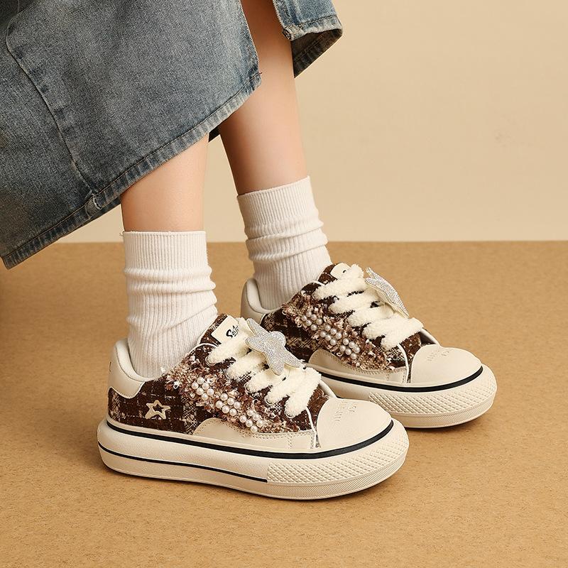 TTKJ Maillard Brown Fat Star Shoes Women's 2025 Autumn and Winter New Thick-soled Ugly Cute Student Big Head Shoes Bread Shoes