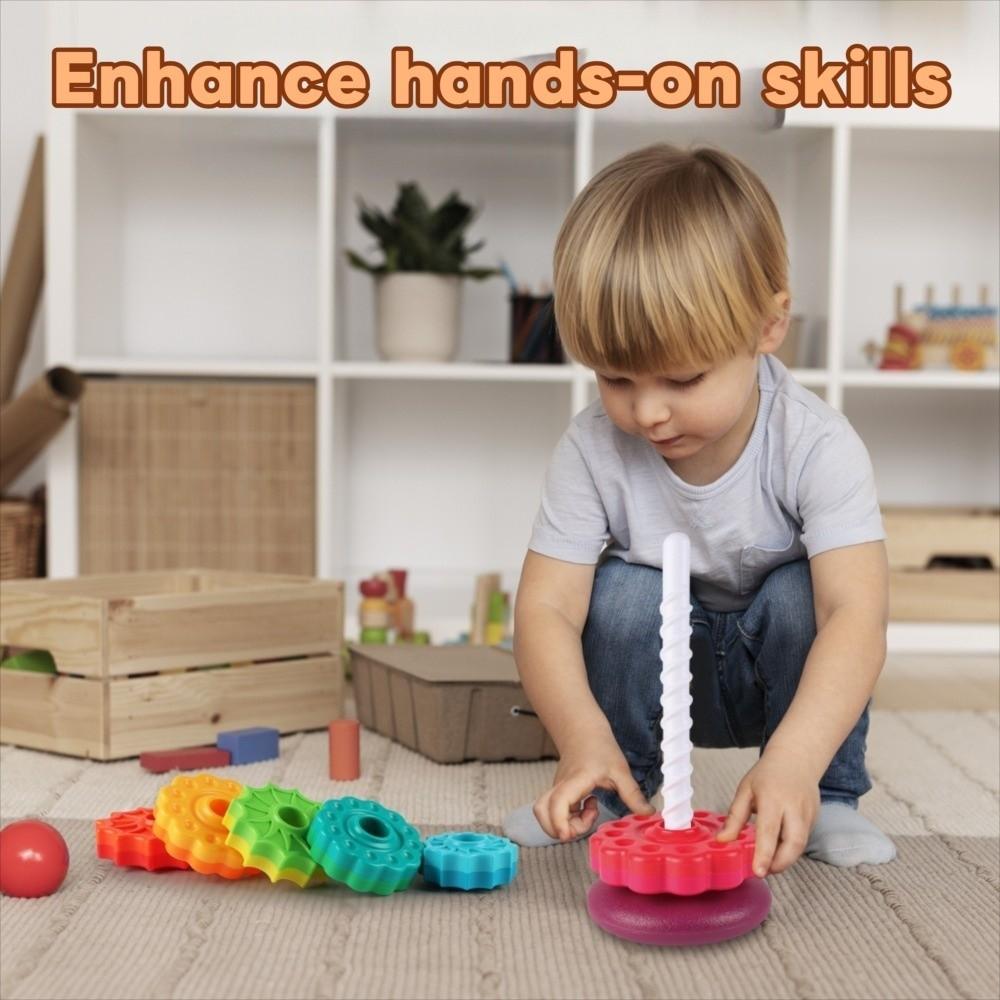 Safety Baby Stacking Puzzle Toys Spinning Colored Children's Toys Birthday Gitfs