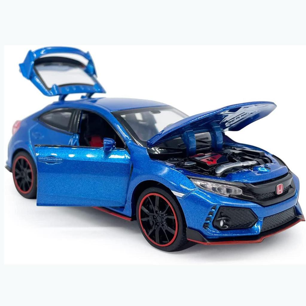 1:32 масштаба 2017 Honda Civic Type-R, литая под давлением модель автомобиля, игрушечный автомобиль с открытыми дверями, свет и звук для детей, мальчиков, девочек, взрослых и мужчин, коллекция