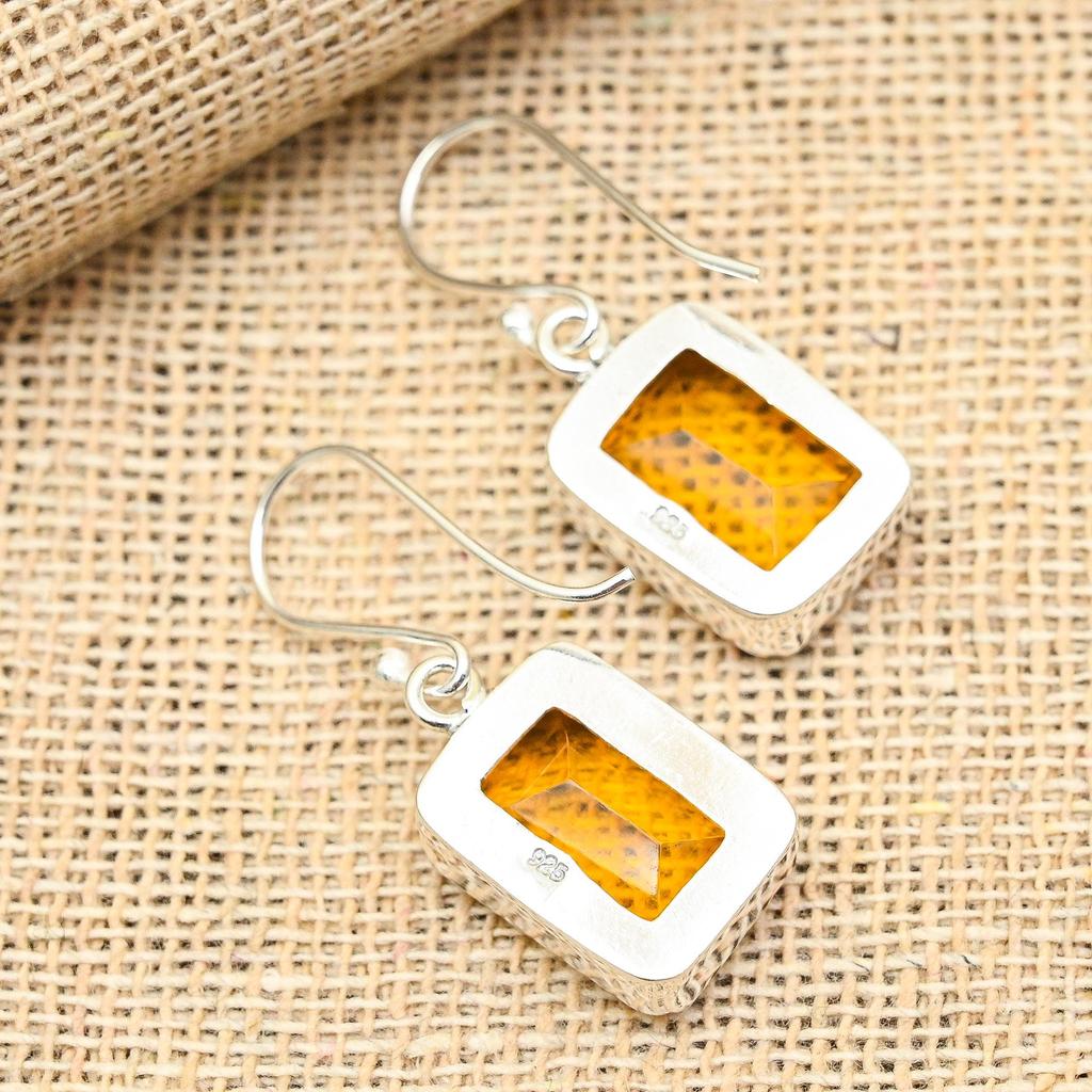 Honey Topaz Gemstone Handmade 925 Solid Sterling Silver Jewelry Earrings For Women