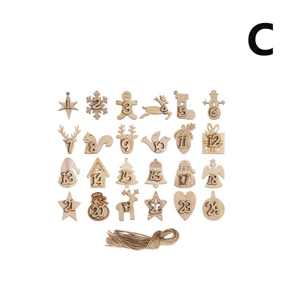 Clips Gift Bags Decor Wooden Pendant Christmas Advent Calendar Countdown Hanging Tags Number Label