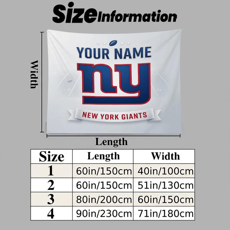 Custom Name New York Giants2 Printed Tapestry – Wall Hanging for Bedrooms, Dorms, and Home Decor