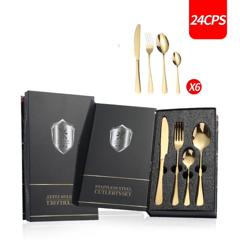 16 шт. 20 шт. 24 шт. Набор столовых приборов из нержавеющей стали Rainbow Dining Tableware Knife Fork Coffee Spoon Tableware Western Dinner Hotel Flatware