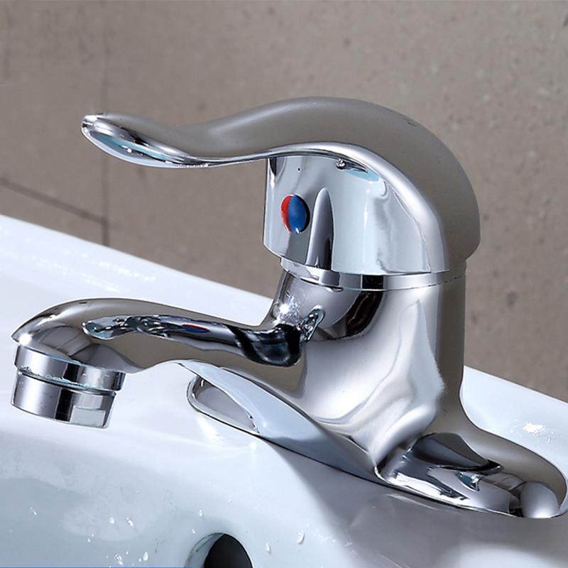Zinc Alloy Bathroom Double-Hole Washbasin Faucet Hot And Cold Water Faucet Bathroom Sink Mixing Valve Switch Sink Mixer Tap