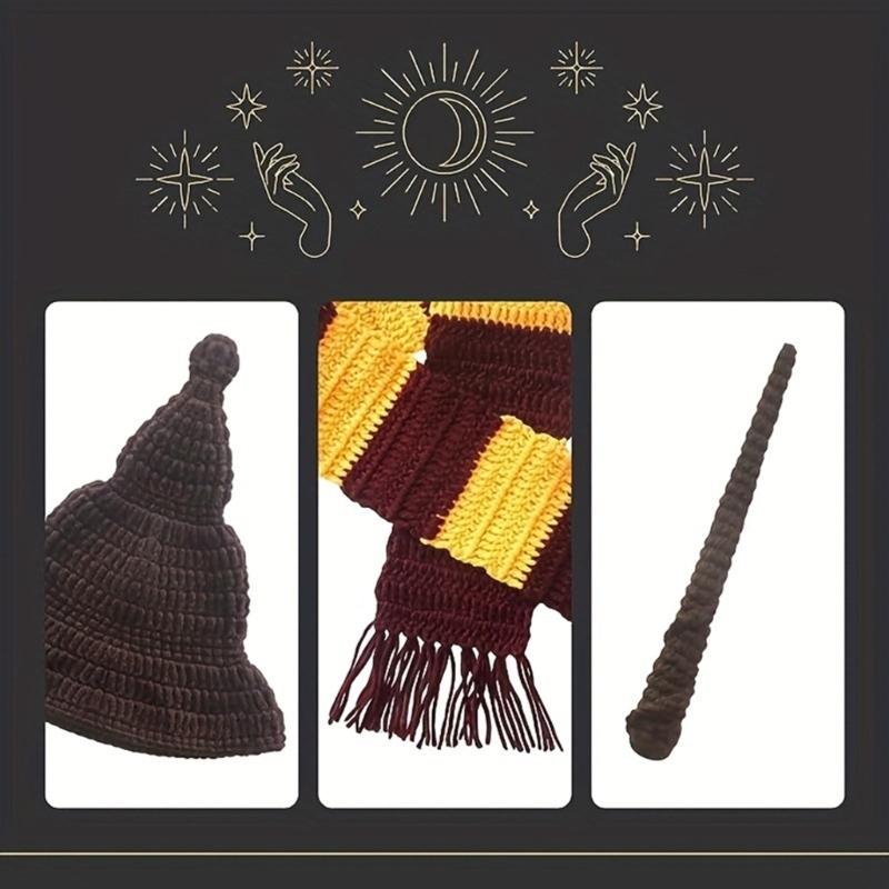 Baby Photo Costume Wizard Hat Glasses Scarf Newborn Photo Props Photoshoot Clothing Infant Skin-Friendly Photo Outfit