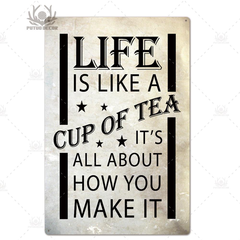 Tea Sign Metal Sign Plaque Metal Vintage Shabby Chic Tin Sign Metal Poster Decorative Iron Plate Kitchen Wall Decor