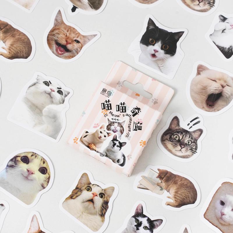 45pcs/pack Cute Stationery Stickers Cat Dog Diary Planner Decorative Mobile Stickers Scrapbooking DIY Craft Stickers