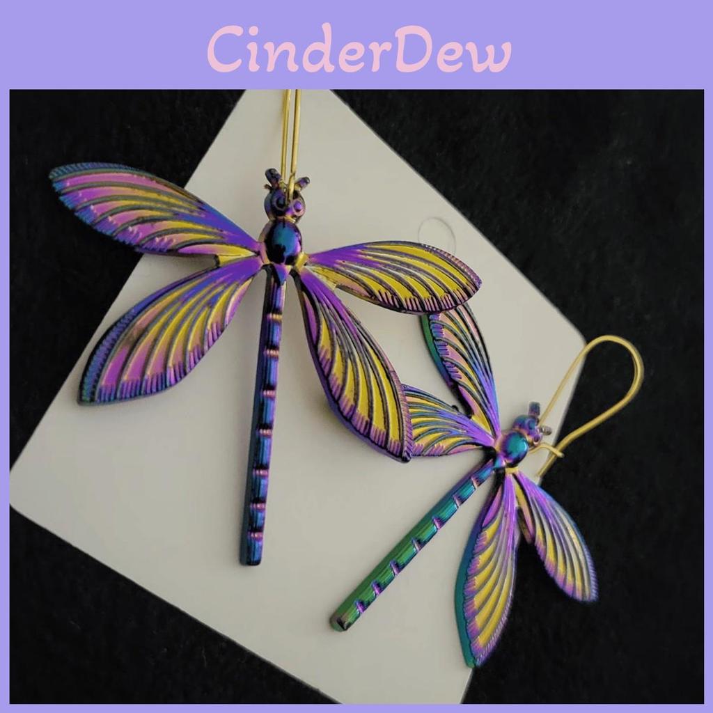 Unique Alloy Water Drop Earrings With Dragonfly Design For Gift Giving
