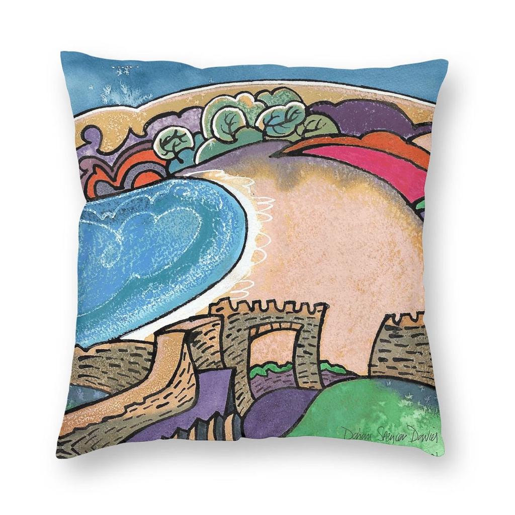 Barafundle Bay Beach Square Pillowcase Polyester Linen Velvet Pattern Zip Decorative Sofa Seater Cushion Cover x