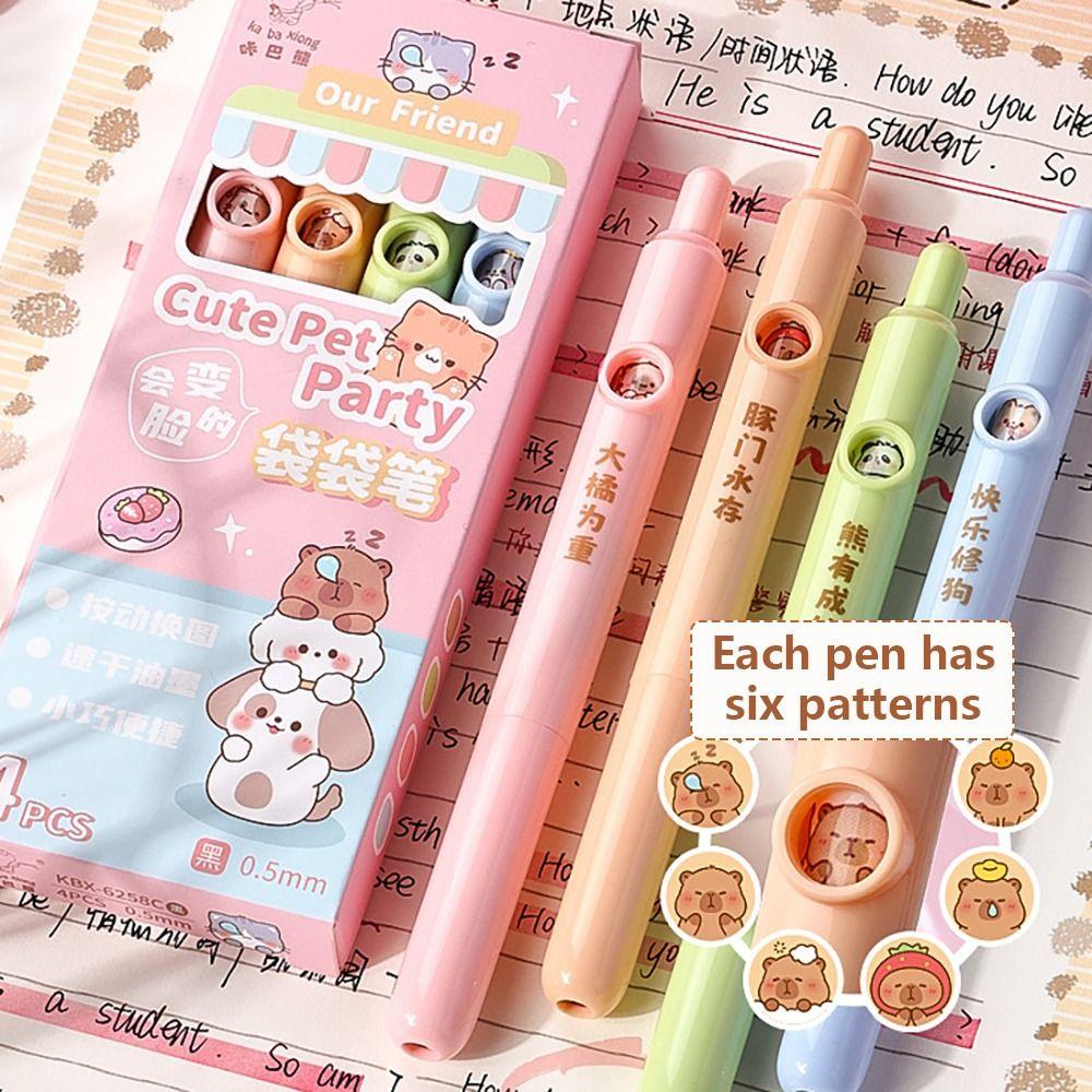 4PCS/Set Capybara Panda Pocket Pen Mini Ballpoint Pen Creative Writing Tools  Student Specific