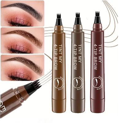 Hansel Женская бровь Мужская борода Татуировка бровей Татуировка Водонепроницаемая ручка Унисекс 4-линейный карандаш, 1 шт., ручка для бровей черная