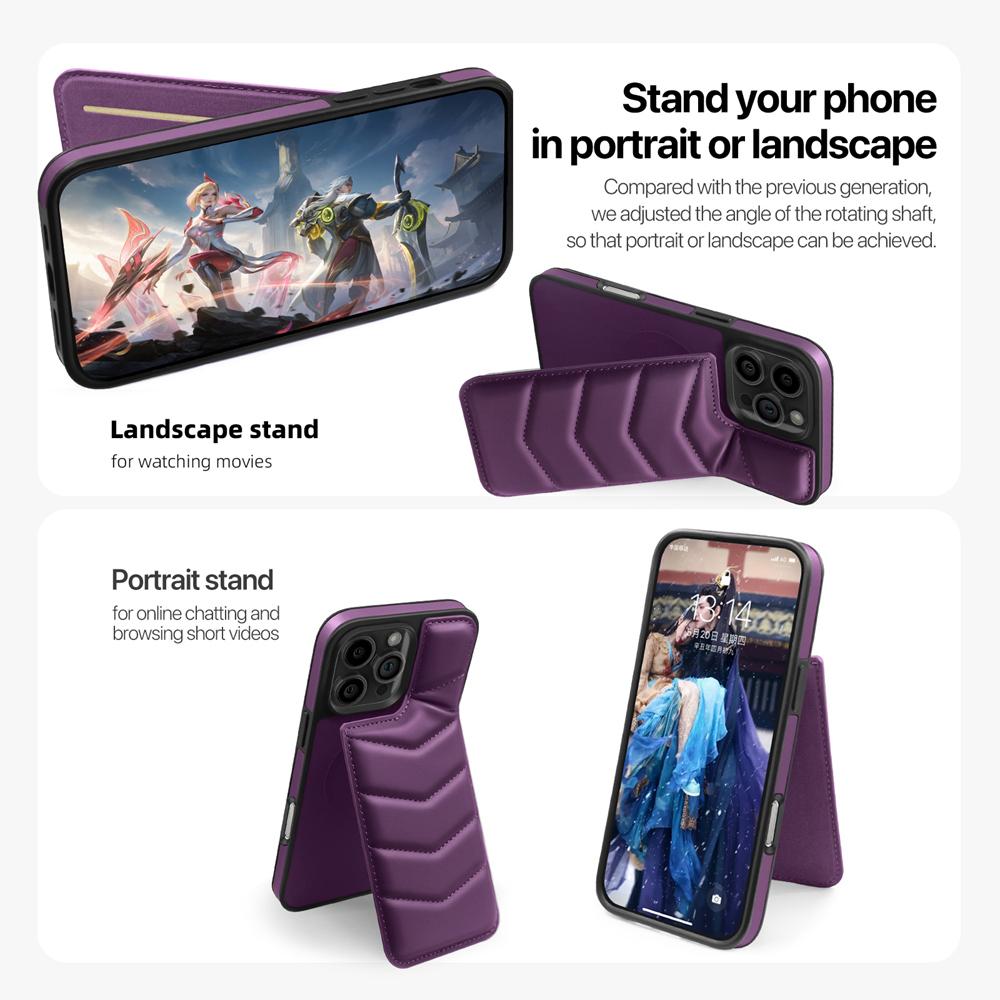 KEYSION Роскошный чехол из искусственной кожи с карманом для карт MagSafe для iPhone 16 Pro Max, чехол с магнитной подставкой для iPhone15 Pro Max