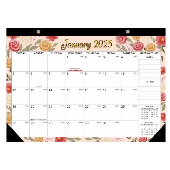 2025/01-2026/06 Календарь Настенный календарь с отверстиями для подвешивания Премиум бумага Прочная четкая печать Ежегодный планировщик Календарь