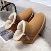 2024 Winter Fashion Genuine Leather Snow Ankle Boots Faux Fur Imitation Sheep Wool Warm Booties Non-slip Ladies Casual Shoes