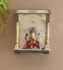 Embossed Painted Wood Mandir: Antique Finish Wall Shrine