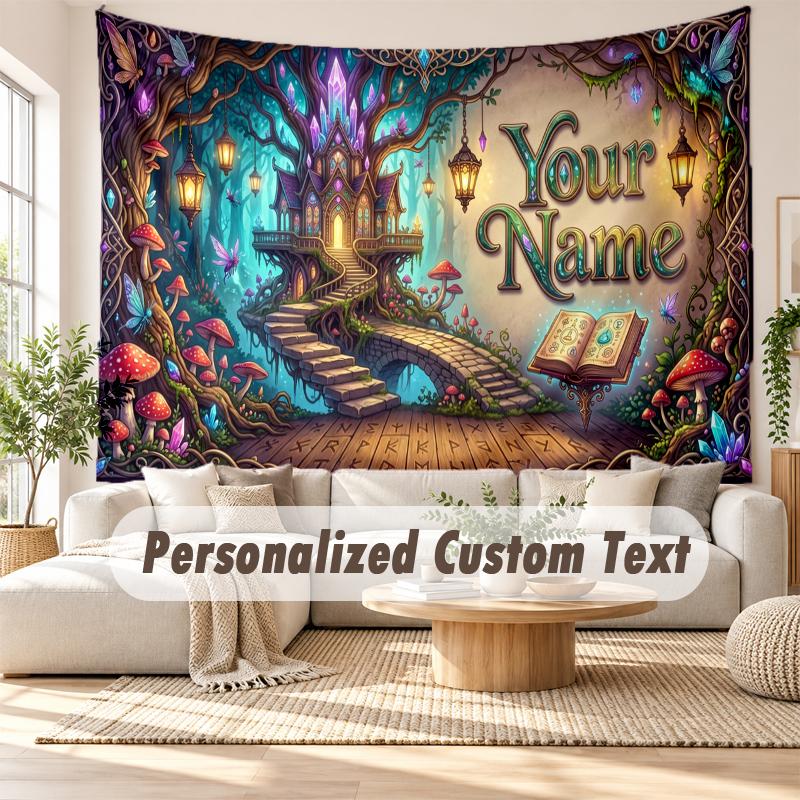 Christmas Custom Name Printed Tapestry Wall Hanging For Bedroom Living Room Wall Decor Holiday Gift