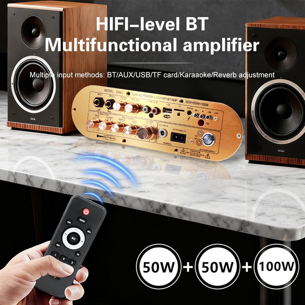 Плата усилителя D900 Bloothblue BT 5.0 и 2.1 Hi-Fi Сабвуфер Цифровая плата аудиоусилителя Поддержка AMP/USB/FM/TF-карты/OPT
