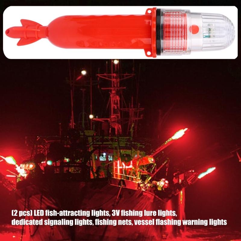 Durability Waterproofed LED Fish Lures Lamp 3V Low Voltages Flash Beacon for Boats Navigations and Fish Luring