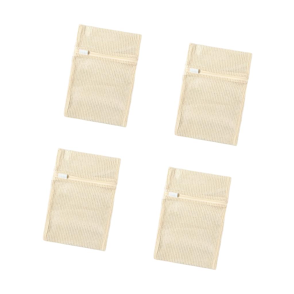 Pack of 4 Breathable Thickened Cotton Mesh Laundry Bags for Sweater Underwear Washing Net with Reinforced Zippers