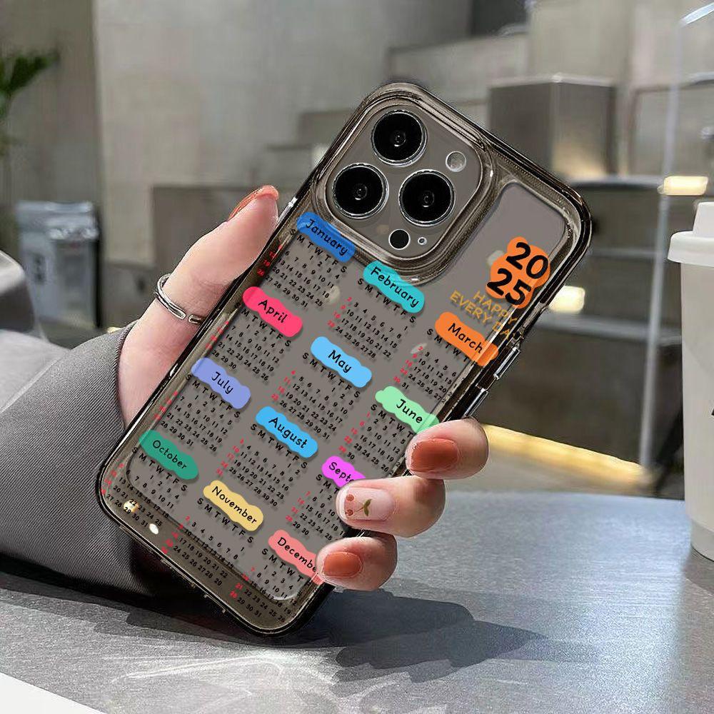 2026 черный календарь с буквами для iPhone17promax космический чехол для телефона Apple 16 прозрачный 15/14 мелкое отверстие
