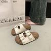 Belt Buckle Round Head Leaking Toe Half Slippers Women's 2025 Summer New Outer Sandals Retro Casual Beach Women's Shoes