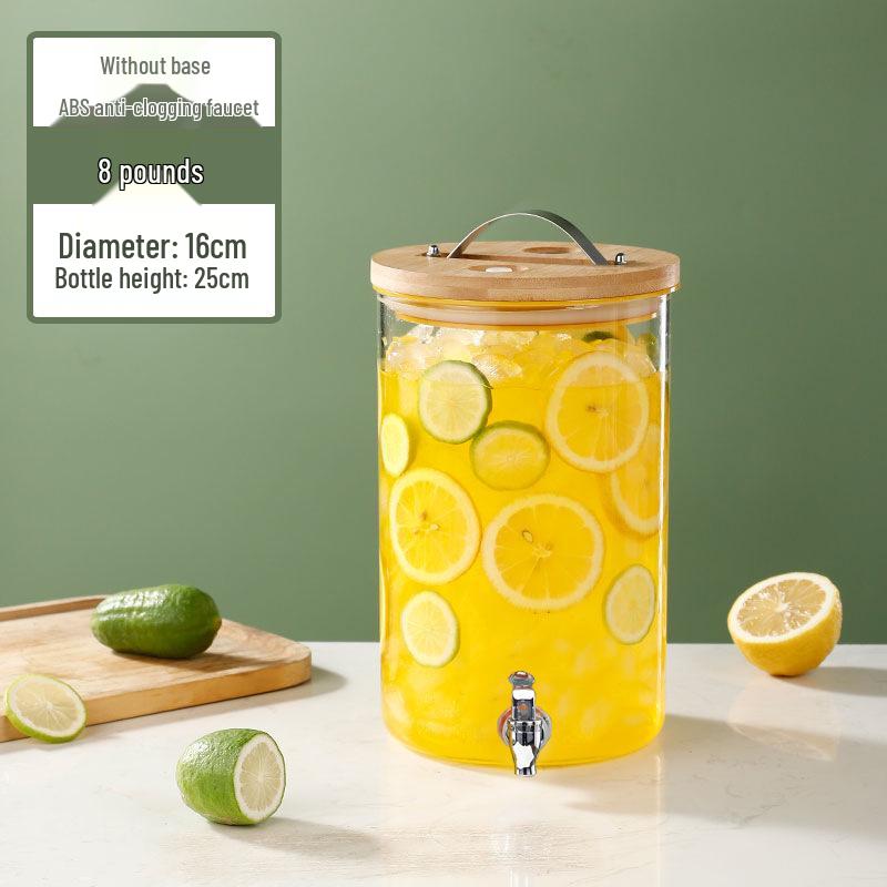 Стеклянный диспенсер для напитков большой емкости с краном для холодных напитков и фруктового чая