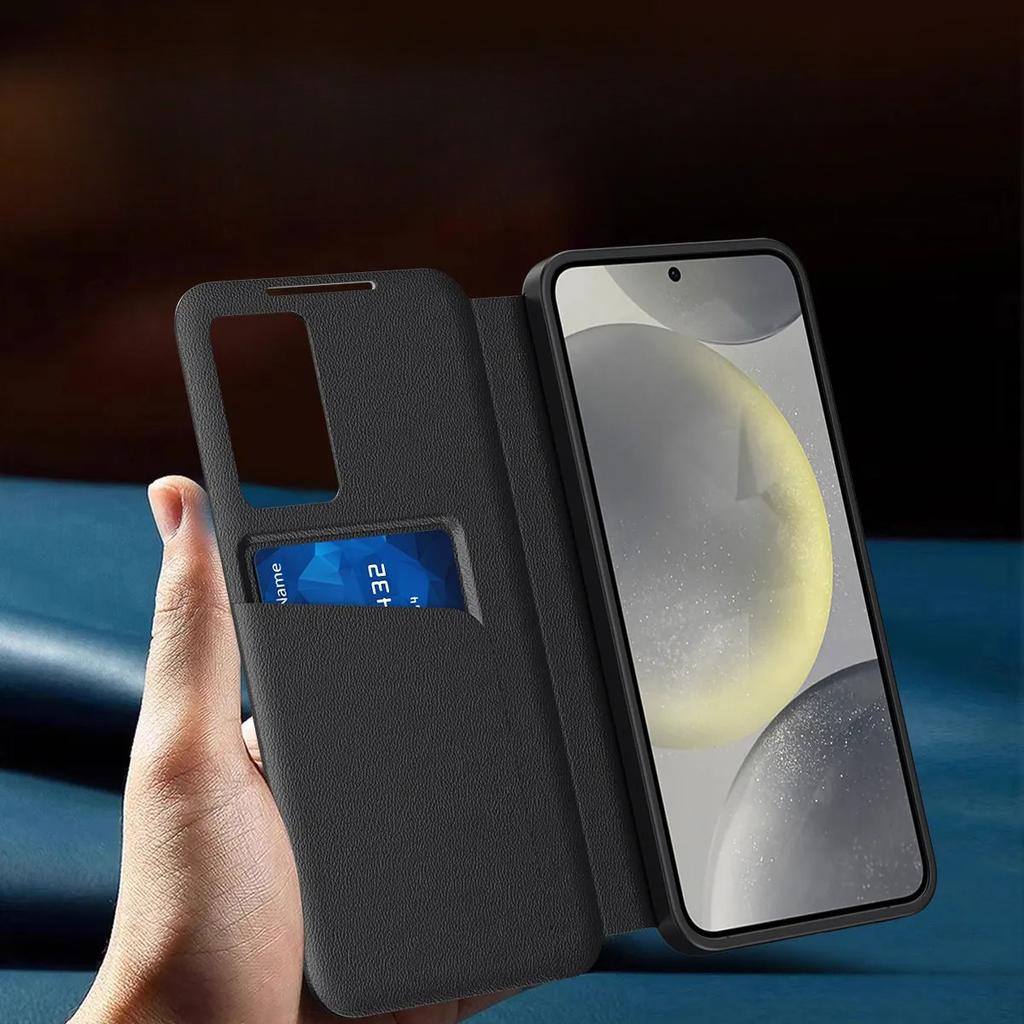 Официальный чехол-книжка S-View Smart Window для оригинального Samsung Galaxy S26 Ultra S25 S24 S23 S22 Роскошная кожаная крышка Карман для карт