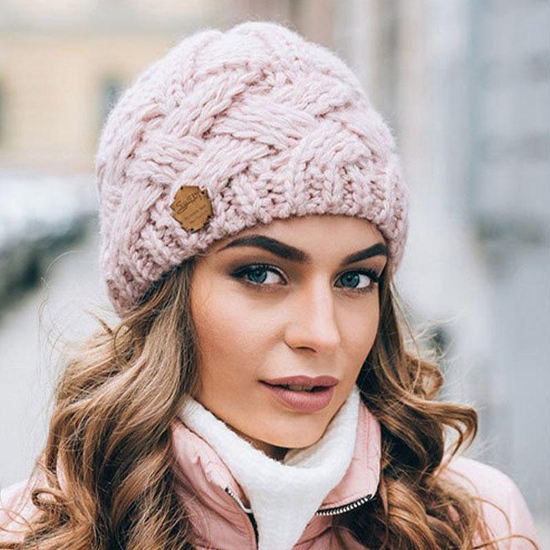 Winter Autumn Knitted Beanie Stretchy Hat Casual Cap Warm Femme Bonnet Women Hats Ladies 8 Color