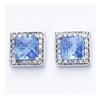 [L0790] - Серебряные серьги "Сисси" белый танзанит (родиевое покрытие) - 9х9 мм