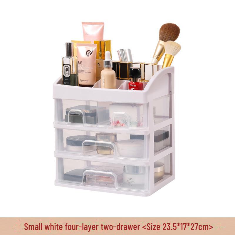 Multi-Layer Clear Drawer Cosmetic Storage Box - Dustproof & Compact Design