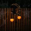 Spooky Pathway Markers for Parties Solar Halloween Witch Pumpkin Moon Garden Stake Light, Waterproof on Crescent Lights with Lantern, Outdoor LED Yard