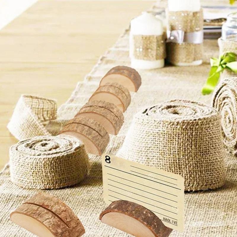 10 шт. Деревянные поделки Фотоклип Натуральная бирка Имя Подставка Номер стола Винтажная карточка для рассадки Свадебная вечеринка DIY Аксессуары