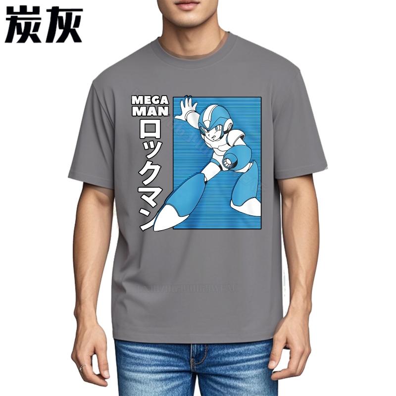 Top Tees Oneck Casual Tee Mega Man Blue Robot Design Brand Comfort Tshirt New Arrived Workout Tshirt Comfortable
