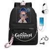 Харадзюку Молодежный Школьный Рюкзак Унисекс Genshin Impact Дорожные Сумки USB-зарядка Оксфорд Водонепроницаемый Рюкзаки на Плечо для Ноутбука