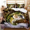3D Printed Big Pike Fishing Hunting Bedding Set Fishing Duvet Cover Double Twin Full Queen King Adult Kids Bedclothes Quilt Cove