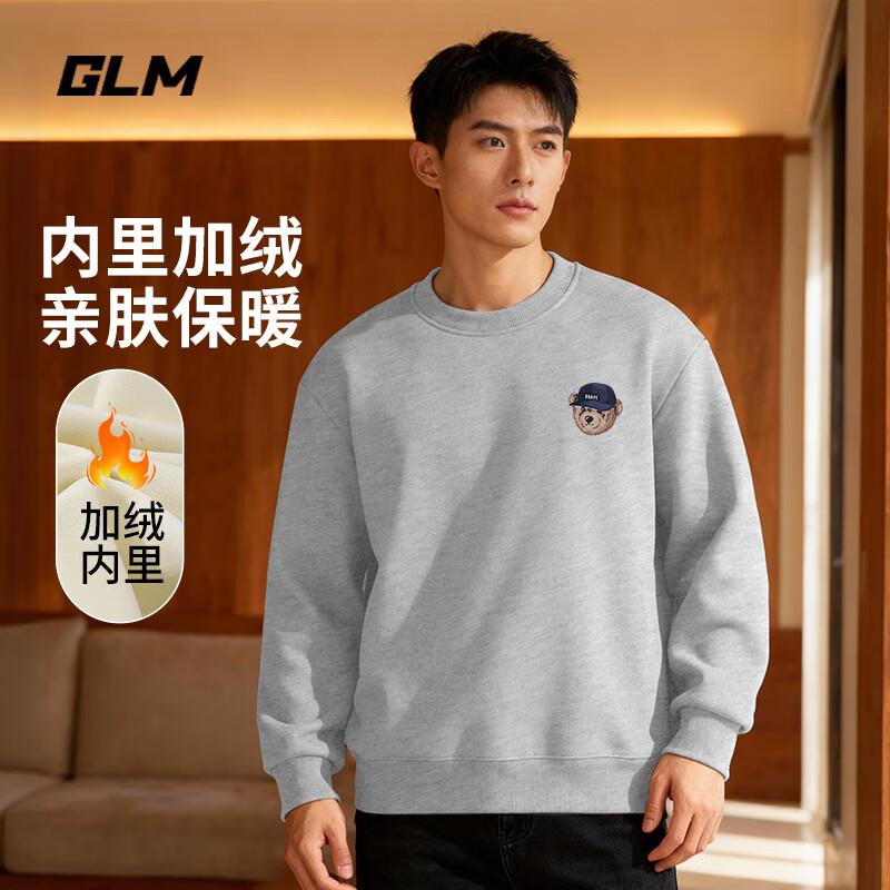 GLM Men's Alun Fleece Warm Round Neck Hoodie with JGL Bear Design