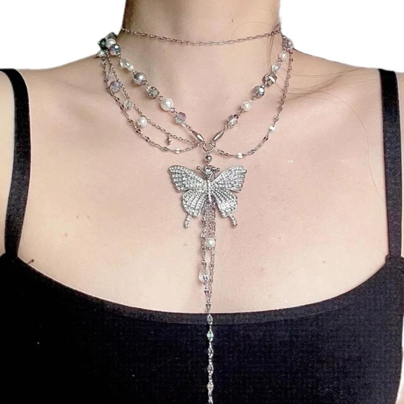 Multi Layer Chain Necklaces Irregular Body Chains Wasit Belt Chain with Butterfly Pendant Fashionable Jewelry Gift