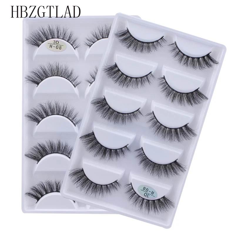 AMSNCN NEW 5Pair 100% Real 3D Mink Lashes Soft Natural False Eyelashes Makeup Long Eye Lashes Eyelash Extension CiliosH13mini