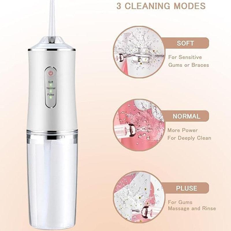 Портативный ирригатор для полости рта, перезаряжаемый через USB, зубная нить с водяной струей, зубочистка, 4 насадки, 230 мл, 3 режима, массаж десен