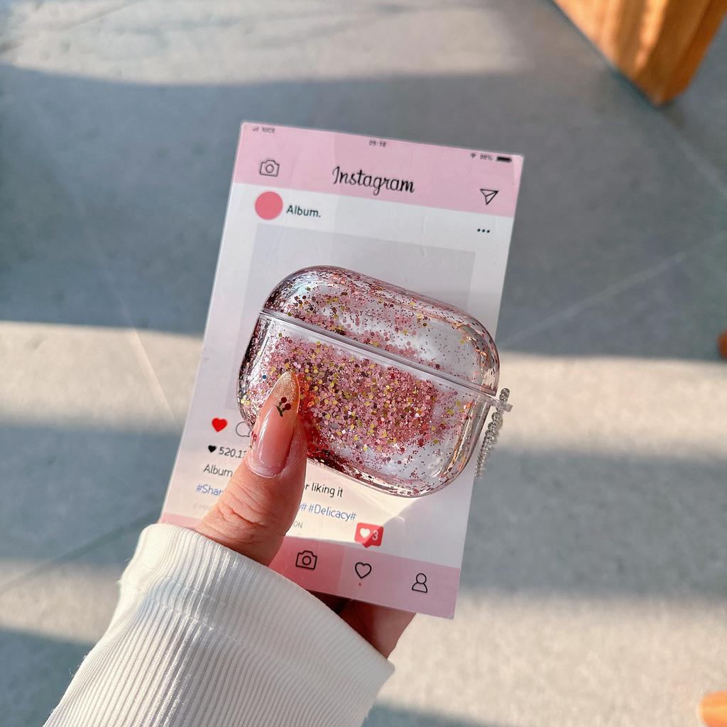 Блестящий Жидкий Песок Кристальный Пластиковый Чехол для AirPods 2 3 4 Pro 2 3 Чехол для Наушников