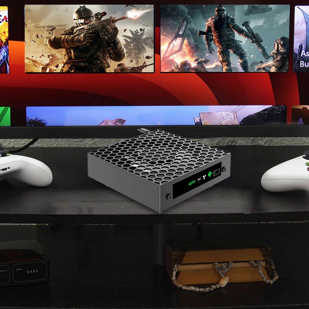 Вентилятор охлаждения RGB для Xbox Series X с держателем для гарнитуры, верхняя система охлаждения, 3 скорости регулируемого верхнего вентилятора, интеллектуальный контроль температуры