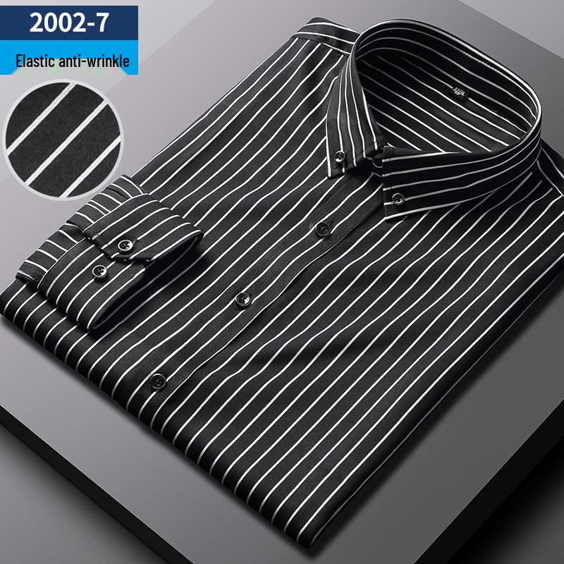 Мужская стрейчевая деловая рубашка: Полосатый с длинным или коротким рукавом, коллекция весна/лето