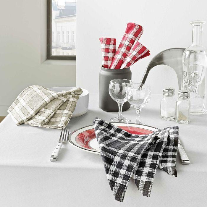 Lot de 3 serviettes de table – 45 x 45 cm – coton tissé Tradition Rouge