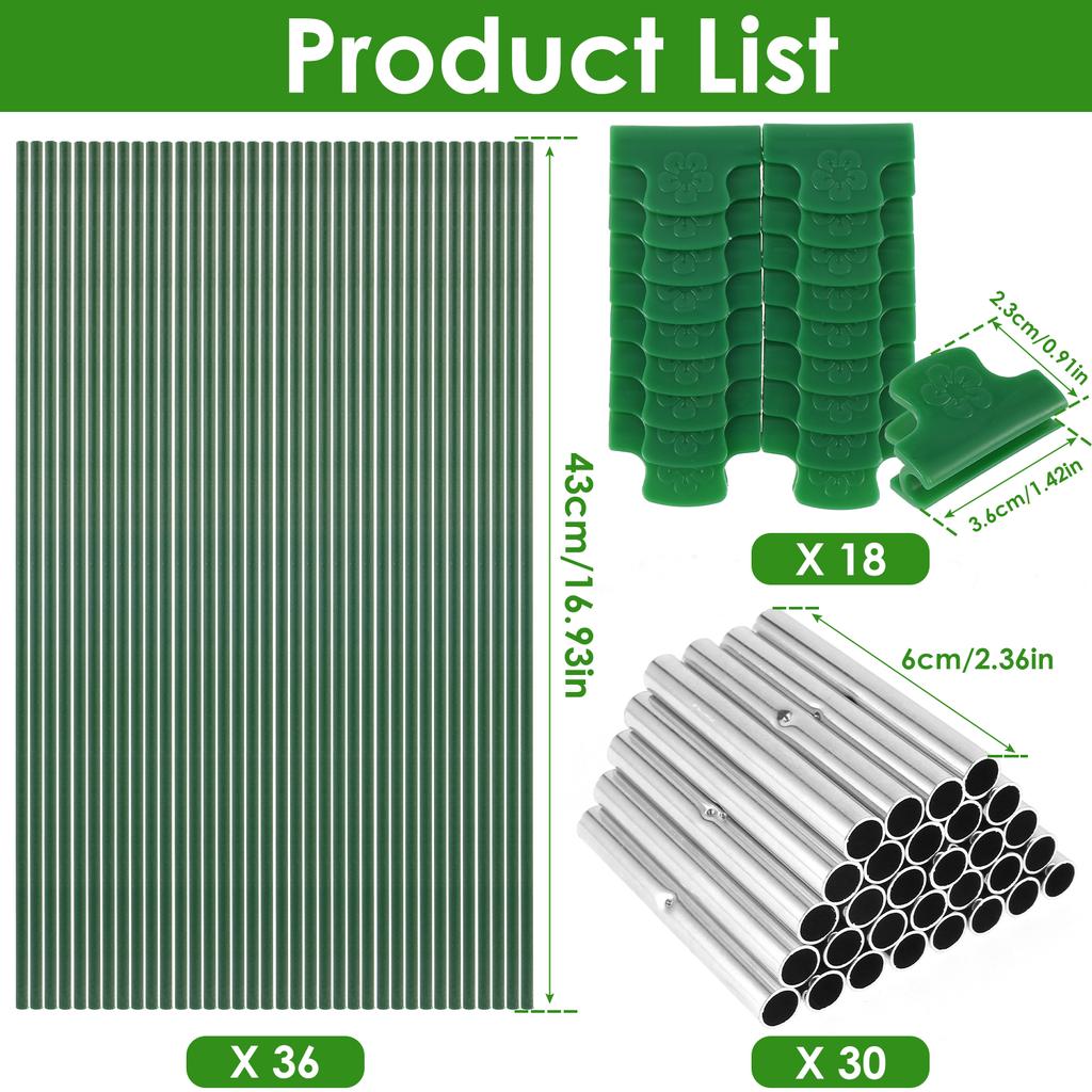 15/36 шт. Набор обручей для теплицы, гибкие стекловолоконные обручи с защитной сеткой, многоразовый туннель для растений, арочный кронштейн для сарая