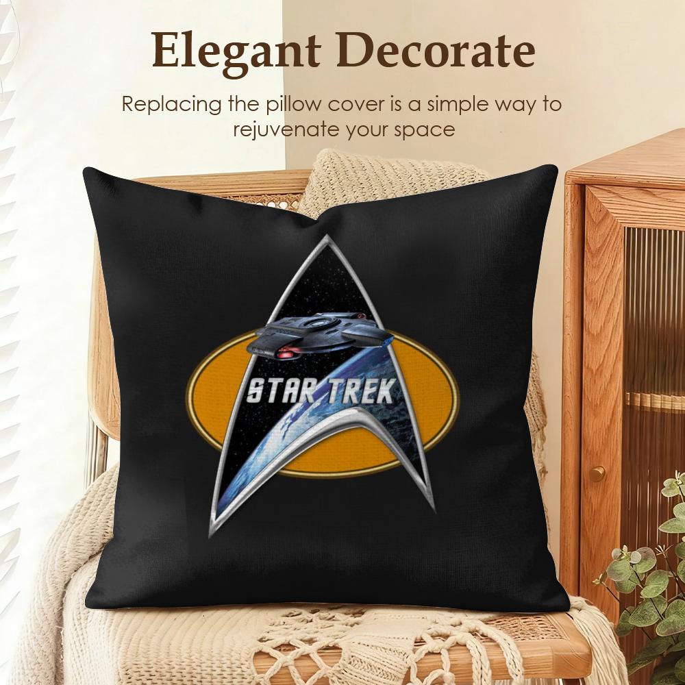 Movie SStar TTrek Cushion Cover Natural Linen Organic Fabric DoubleSided Printing Sofa Home Decor Gift Pillow Case