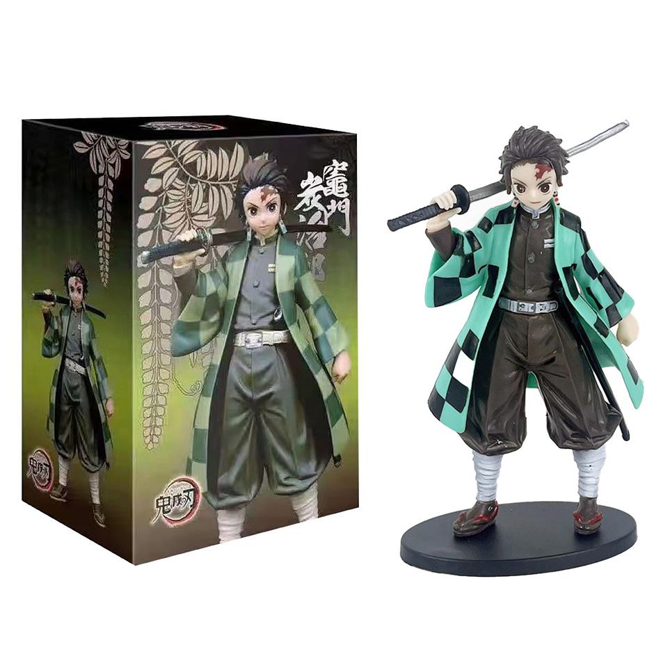 Набор Фигурок Демон Убийца Kimetsu No Yaiba - Камадо Танджиро с Мечом Агацума Зеницу И Незуко в Образе Воина ПВХ Модель К